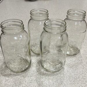 ✨ VINTAGE 4 Golden Harvest Glass Mason Jars VTG